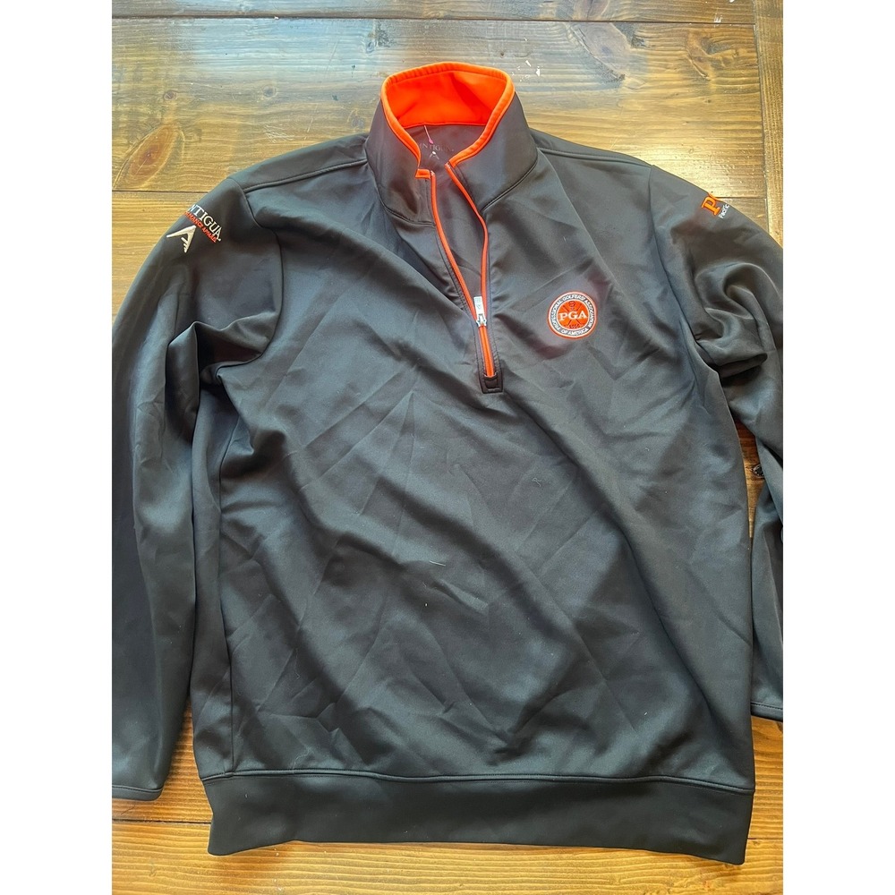 Antigua PGA Pacific Northwest Section Quarter Zip Pullover Mens Large  Orange